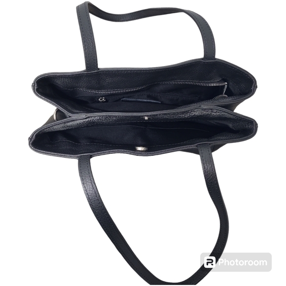 Viola Castellani Black Pebble Italian Leather Shoulder Tote Bag - Picture 7 of 16